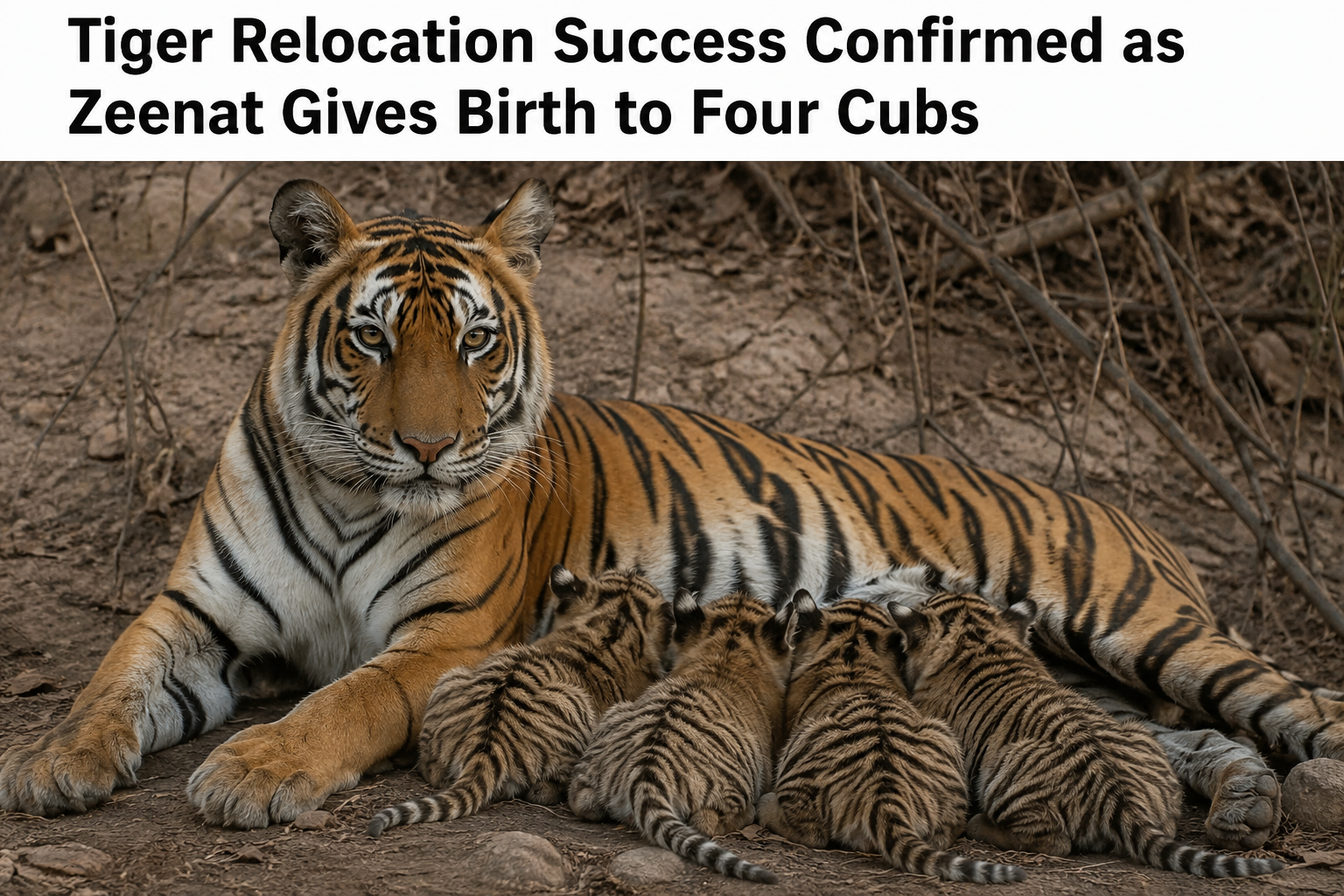 Tiger Relocation Success Confirmed as Zeenat Gives Birth to Four Cubs