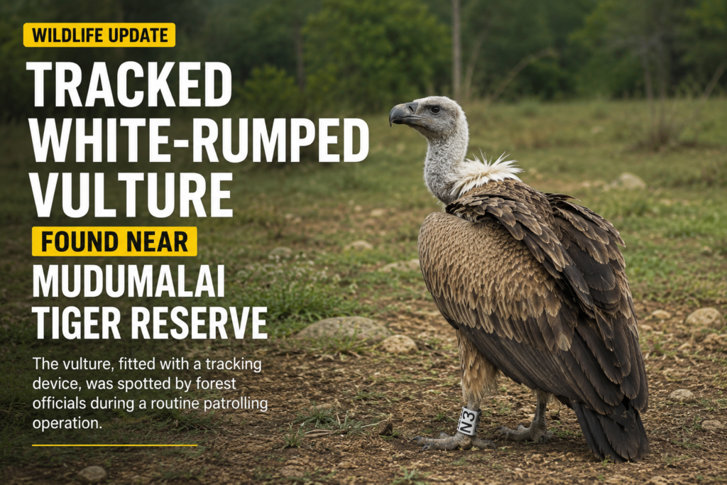 Tracked White-Rumped Vulture Found Near Mudumalai Tiger Reserve